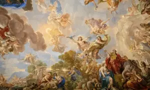 Barokowi malarze stworzyli niebiańską wizję z aniołami, bogami i mitycznymi stworzeniami unoszącymi się wśród chmur i słońca.