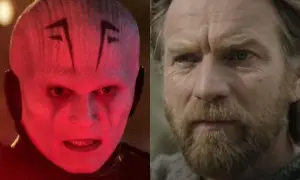 Wielki Inkwizytor z Gwiezdnych Wojen, niczym z Dostojewskiego, patrzy groźnie. Obok Obi-Wan Kenobi.