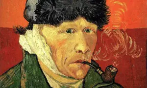 Van Gogh obrazy najsłynniejsze: autoportret z zabandażowanym uchem i fajką, namalowany z charakterystyczną ekspresją.