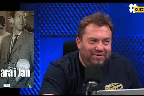 Barbara i Jan, pierwszy polski serial, w kadrze z lat 60. i współczesny prowadzący program o serialach.