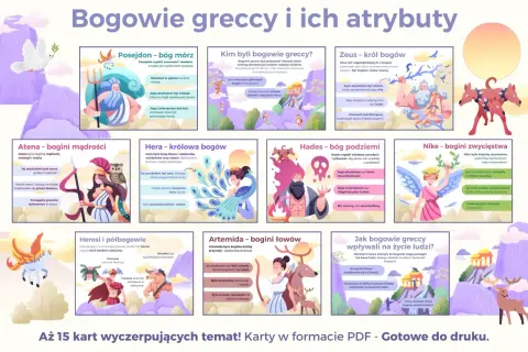 Bogowie greccy i ich atrybuty: Posejdon, Zeus, Atena, Hera, Hades, Nike, Artemida. Poznaj ich moce i symbole, a także jak muzyka wpływała na ich życie.