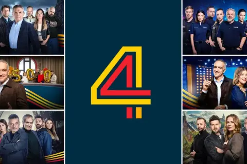 Kolaż zdjęć z seriali z udziałem polskich aktorów serialowych. W centrum logo kanału.