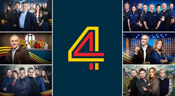 Kolaż zdjęć z seriali z udziałem polskich aktorów serialowych. W centrum logo kanału.