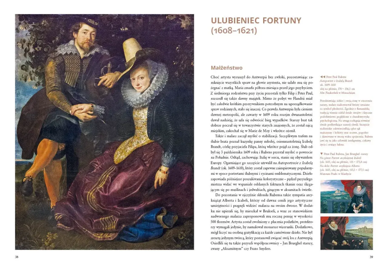 Peter Paul Rubens, flamandzki malarz epoki baroku, na autoportrecie z żoną Izabelą Brandt.