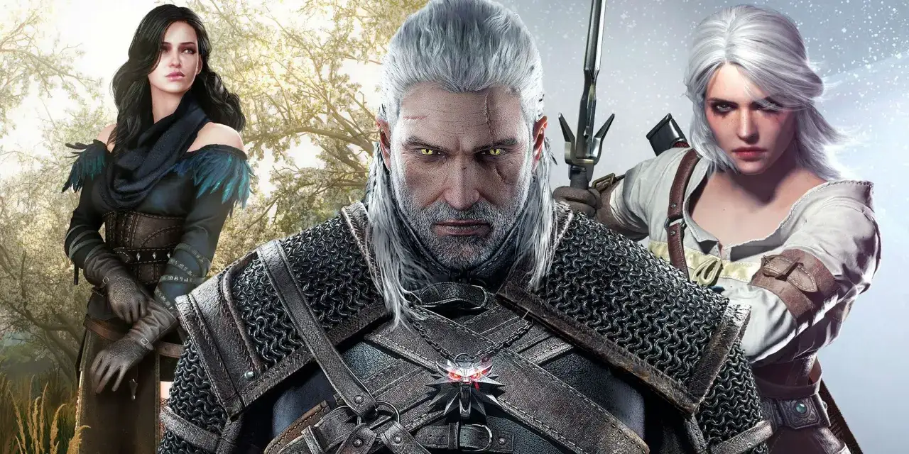 Geralt, Yennefer i Ciri - główna obsada Wiedźmina, gotowi do walki.
